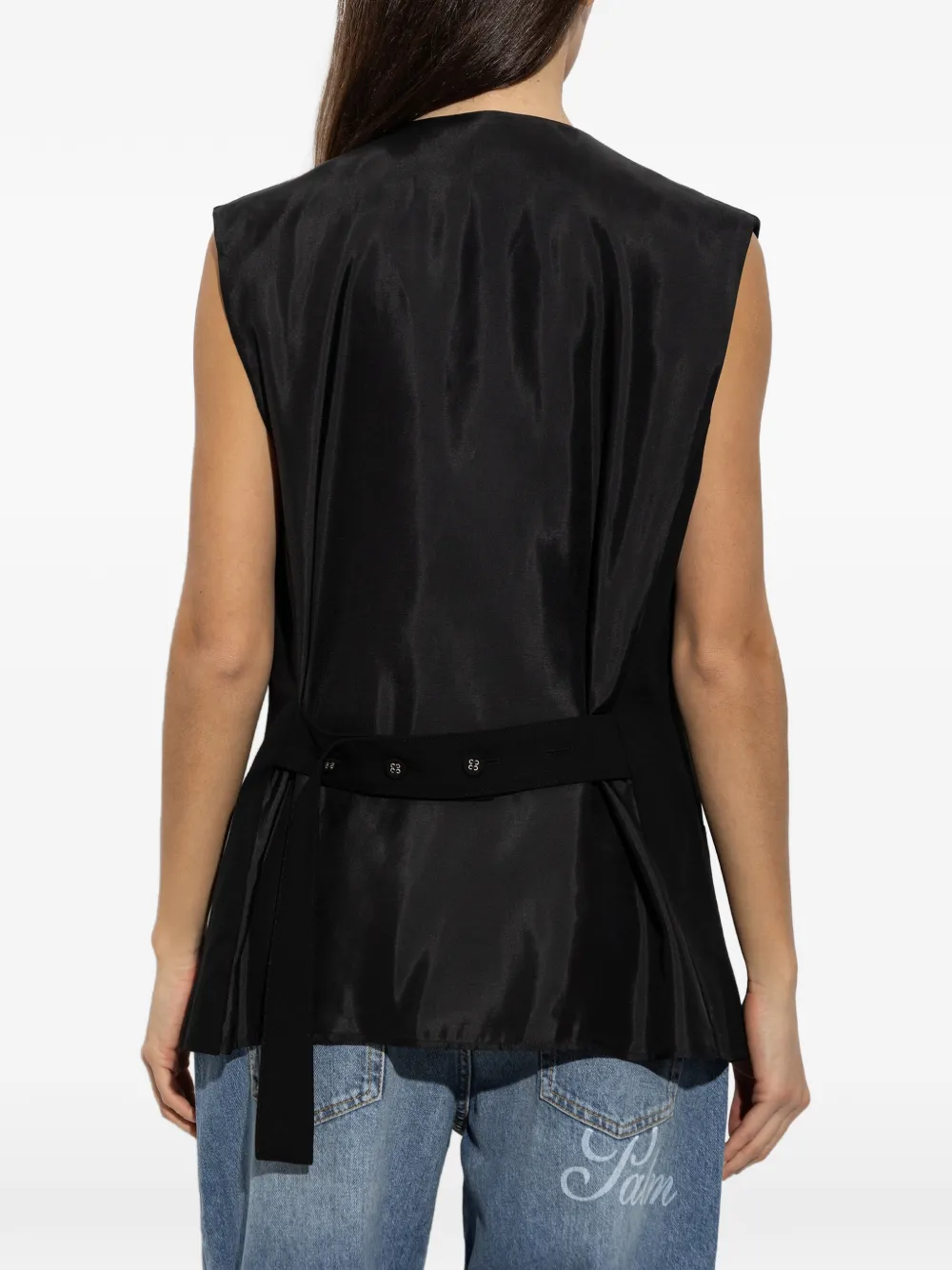 AMI Paris belted wool vest Zwart