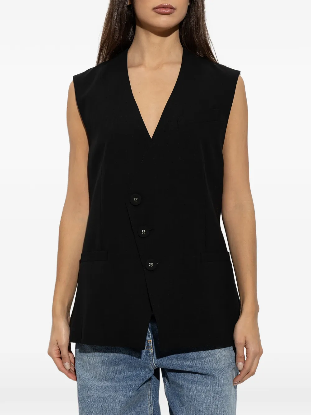 AMI Paris belted wool vest Zwart