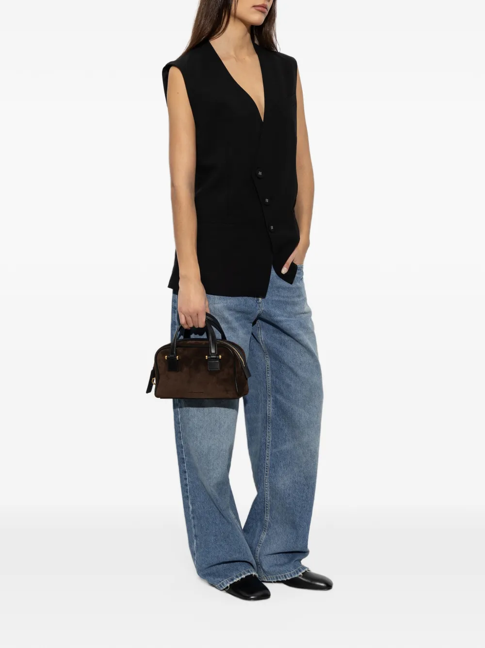 AMI Paris belted wool vest Zwart
