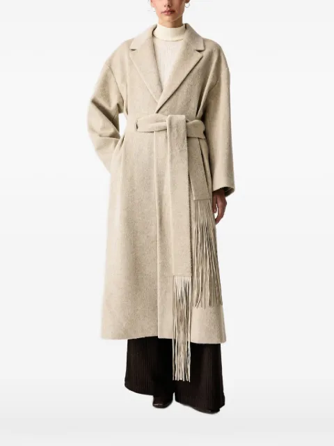 Isabelle Blanche fringe-trimmed belted coat
