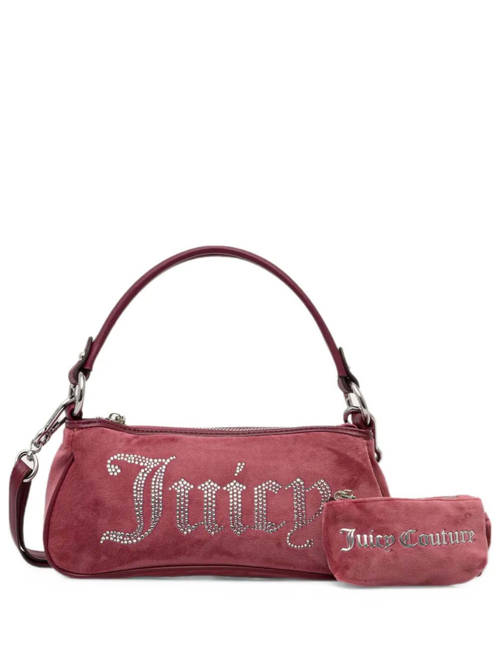 Juicy Couture Kimberly rhinestone-logo velvet shoulder bag - Rosso