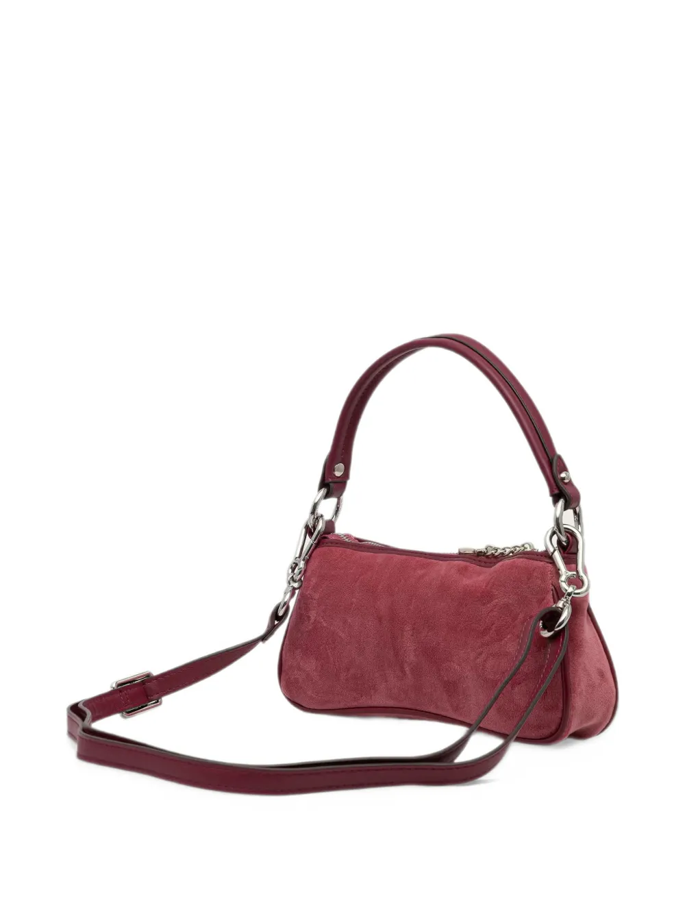 Juicy Couture Kimberly rhinestone-logo velvet shoulder bag Rood