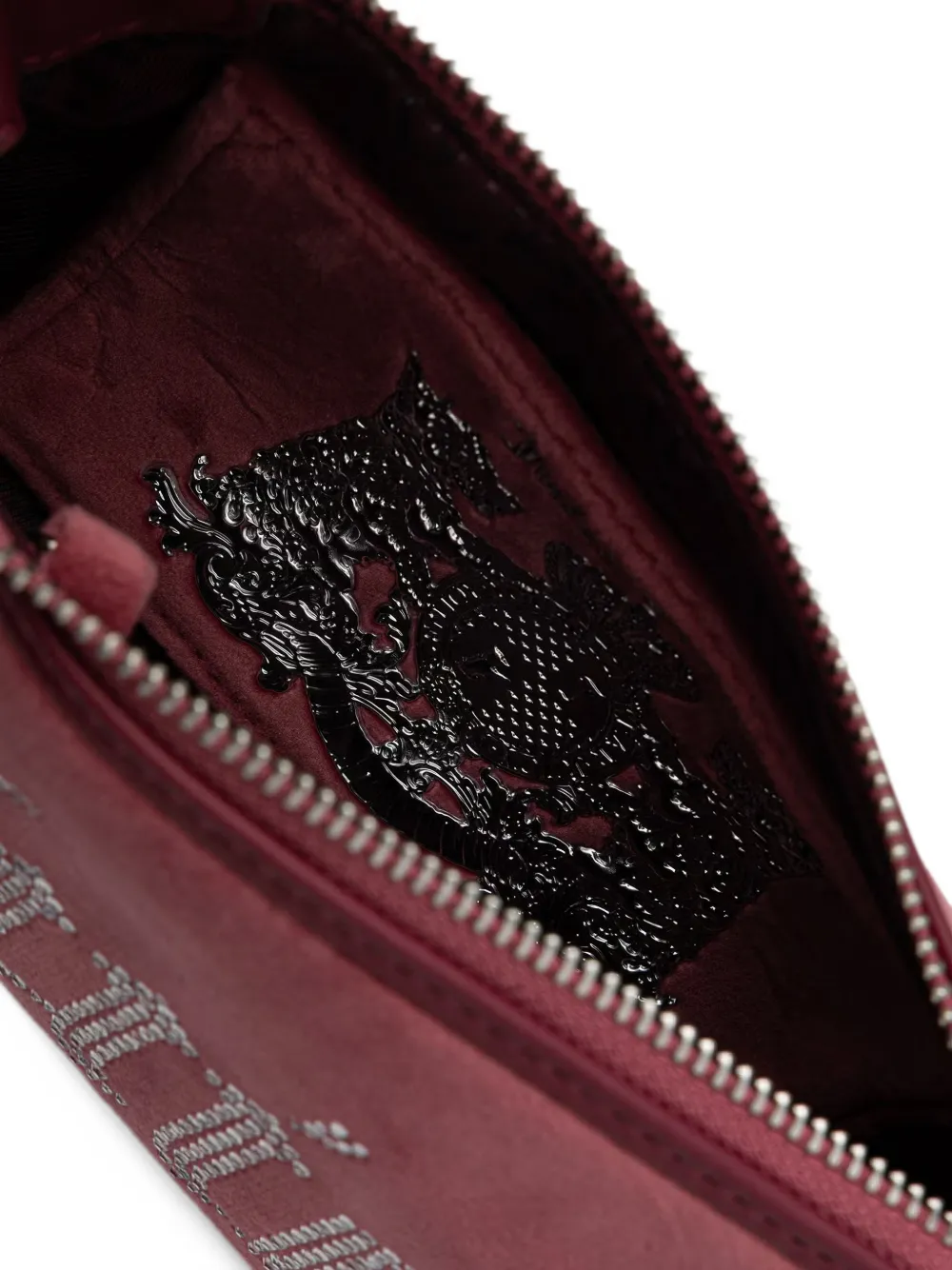 Juicy Couture Kimberly rhinestone-logo velvet shoulder bag Rood