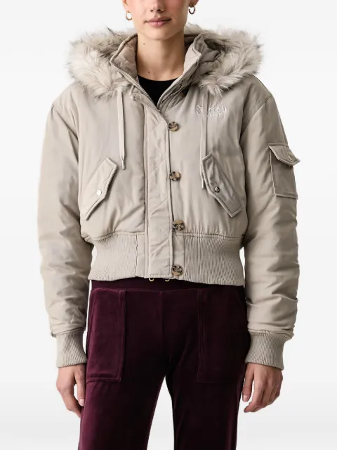 Juicy Couture Camille faux-fur trim embroidered jacket