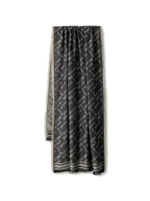 Just Cavalli logo-print frayed scarf