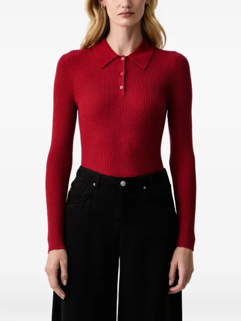 Isabelle Blanche ribbed-knit polo sweater