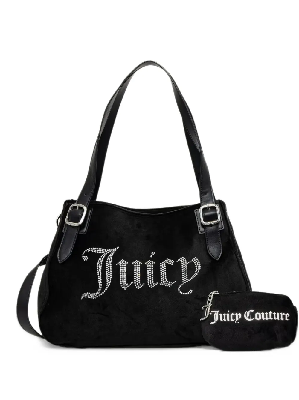 Juicy Couture Kimberly crystal-embellished velvet tote bag Zwart