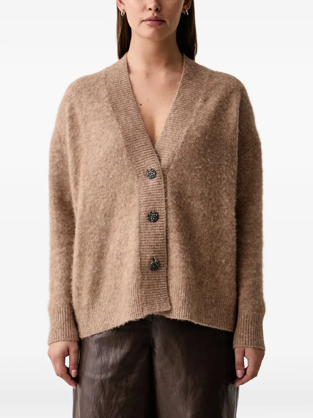 kaos crystal-embellished cardigan - Toni neutri