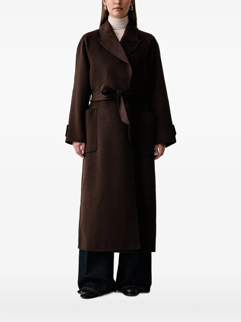 kaos belted notch-lapel coat - Brown