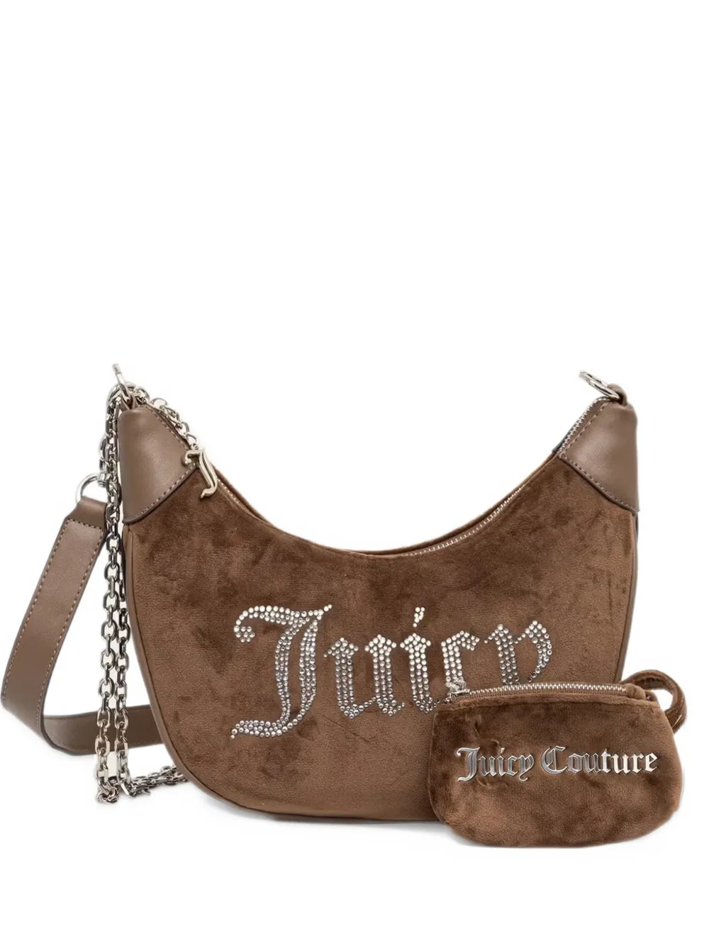 Juicy Couture Kimberly crystal-embellished chain-link shoulder bag - Marrone