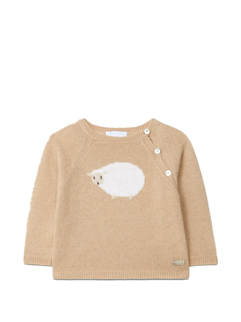 LARANJINHA sheep-intarsia raglan-sleeve sweater - Toni neutri