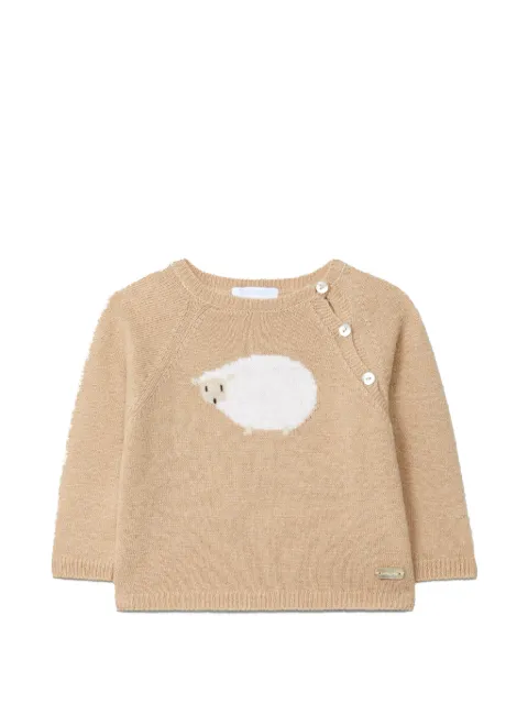 LARANJINHA sheep-intarsia raglan-sleeve sweater