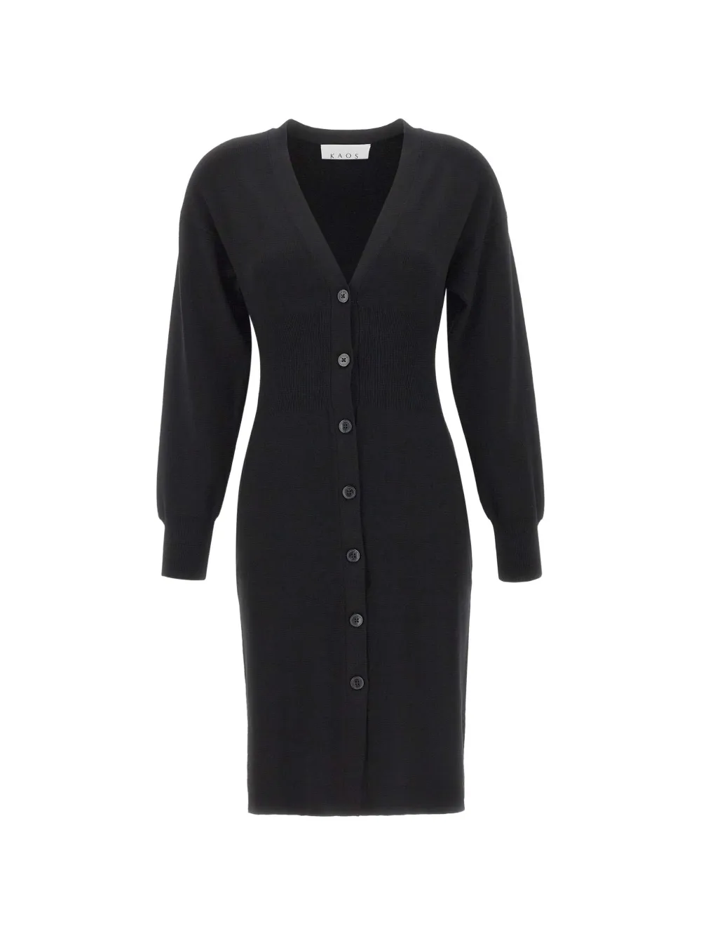 kaos button-up V-neck midi dress - Nero