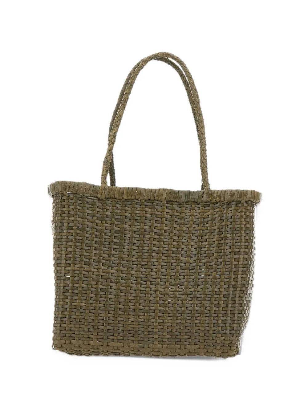 DRAGON DIFFUSION small B Weave Basket woven shoulder bag - Verde