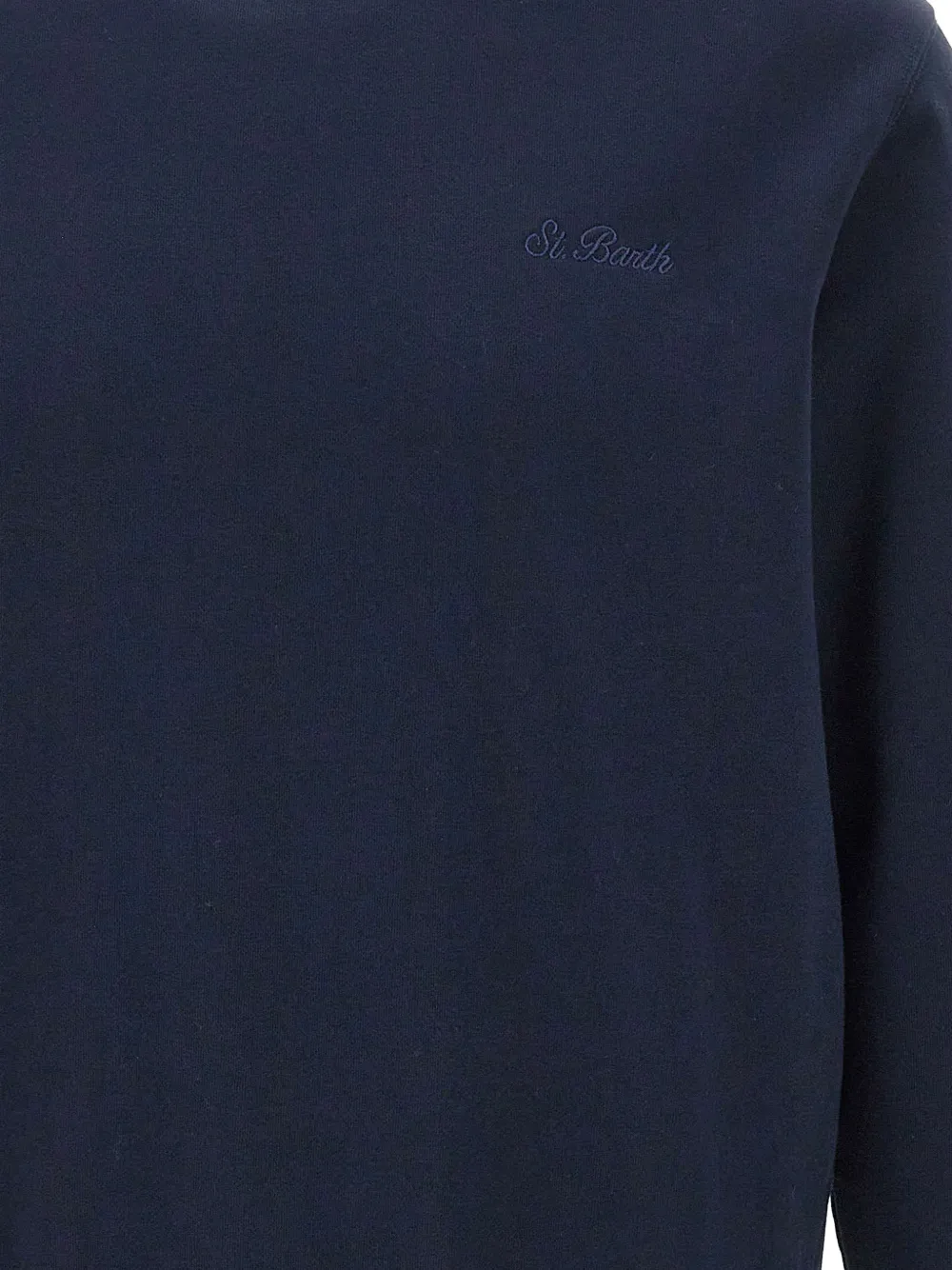 MC2 Saint Barth navy blue Fourseason cotton sweatshirt with logo-embroidery Blauw