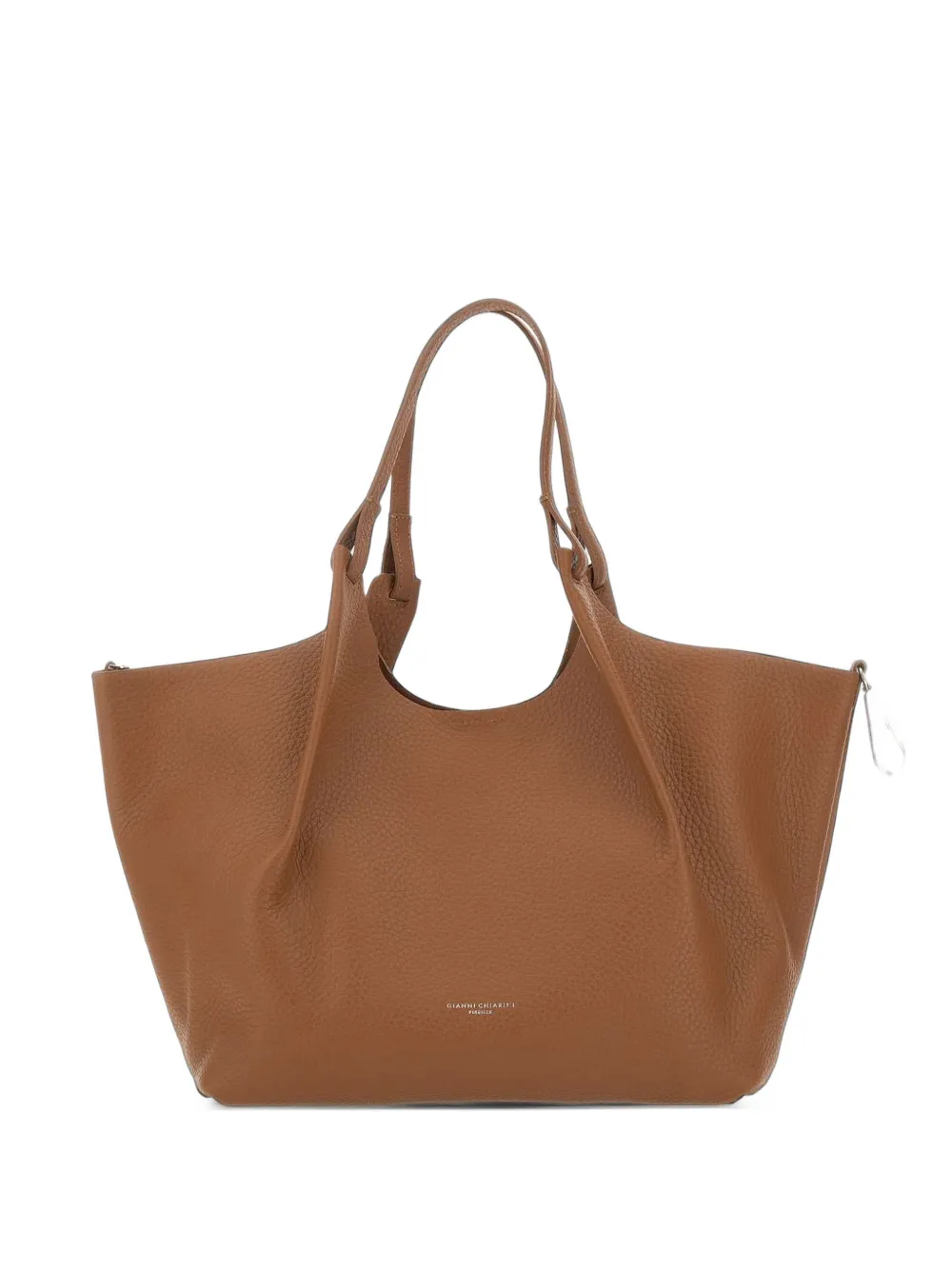 GIANNI CHIARINI large Dua pebbled leather tote bag Bruin