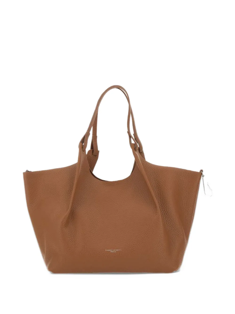 GIANNI CHIARINI large Dua pebbled leather tote bag Bruin