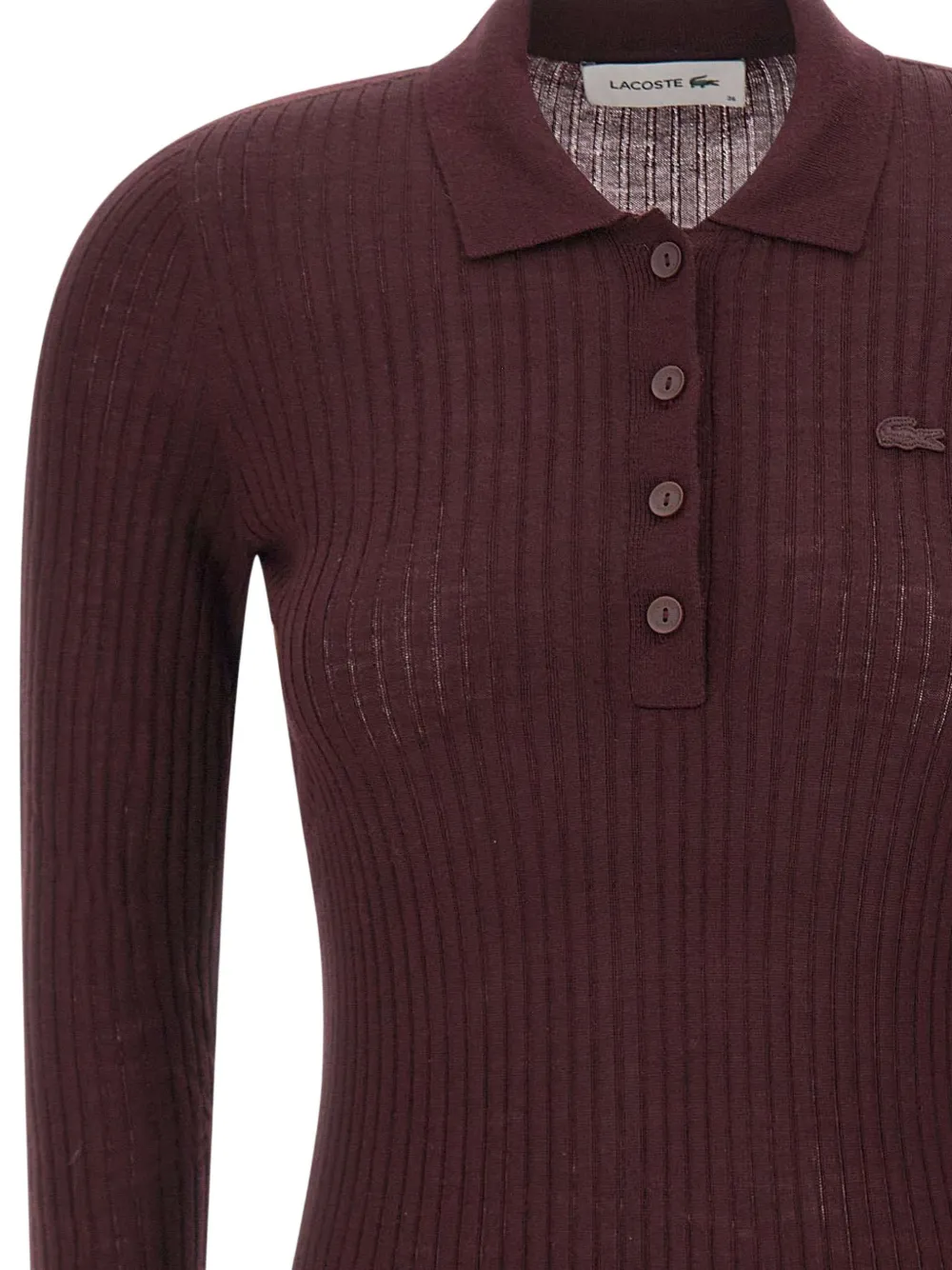 Lacoste wool jersey polo-collar sweater Bruin