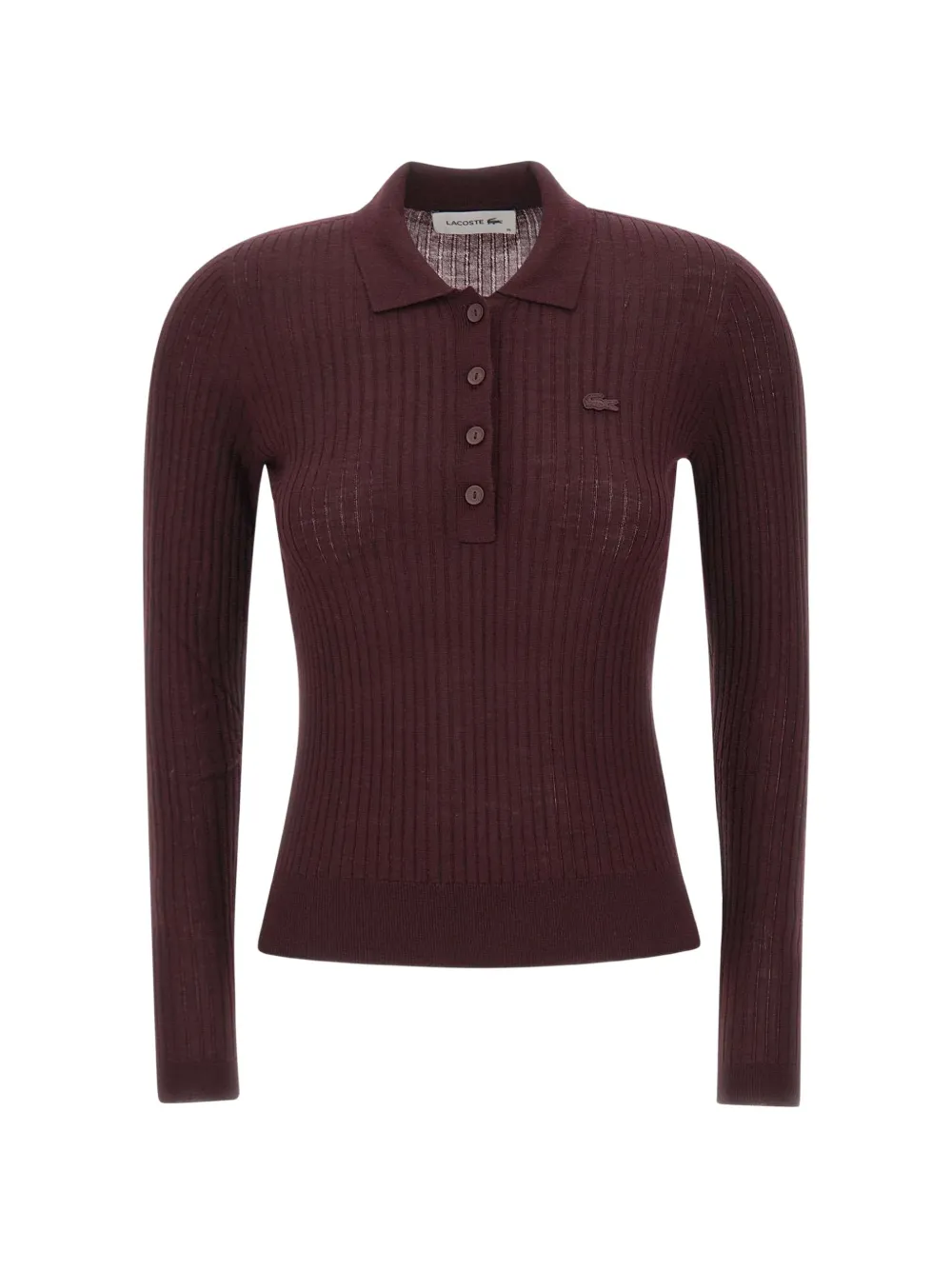 Lacoste wool jersey polo-collar sweater Bruin