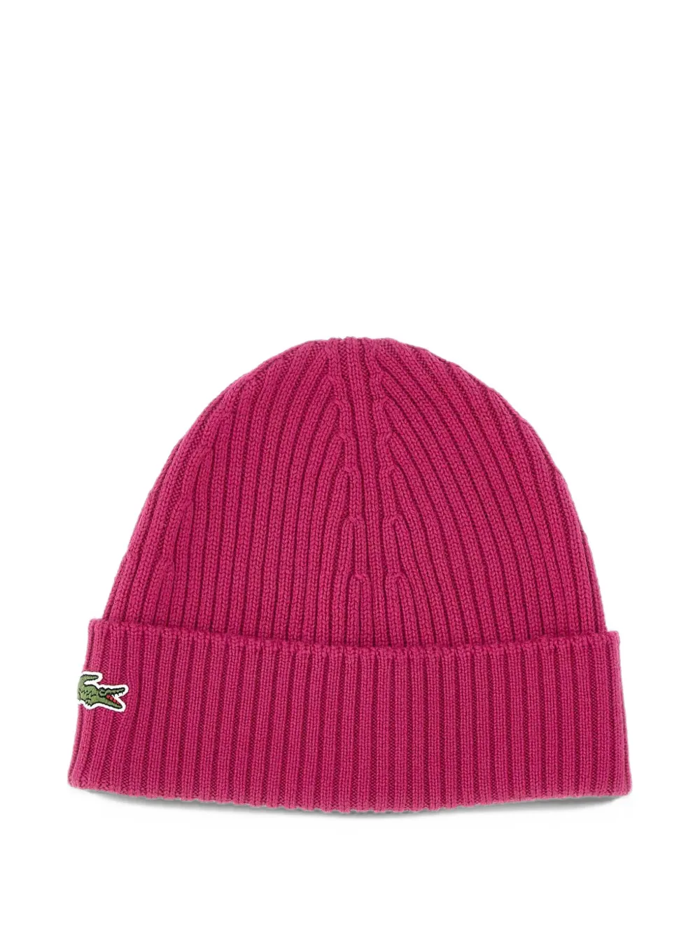 Lacoste rib-knit brushed wool beanie | Pink | Image 1