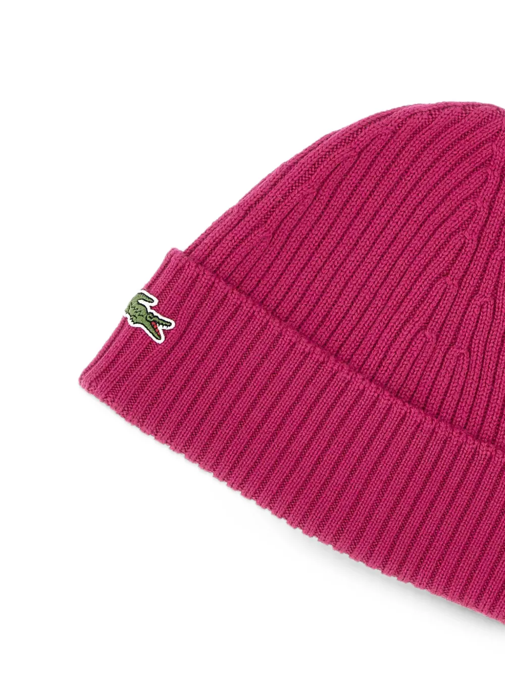 Lacoste rib-knit brushed wool beanie Roze