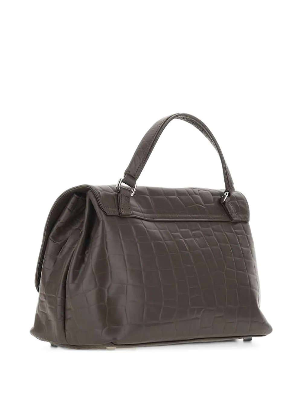Zanellato small Postina crocodile-effect leather tote bag Bruin