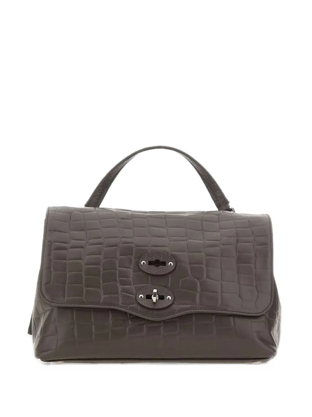 Zanellato small Postina crocodile-effect leather tote bag Bruin