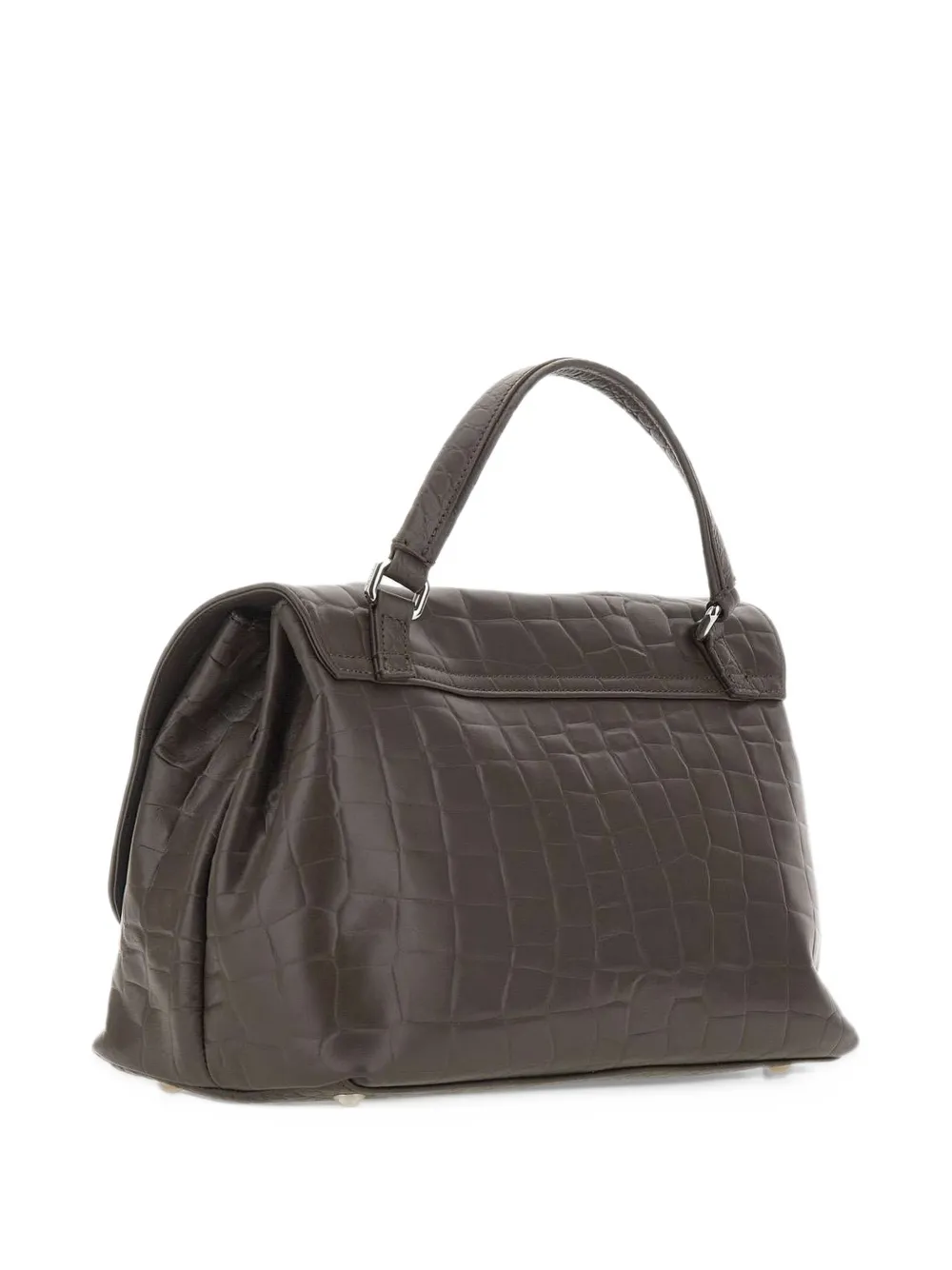 Zanellato small Postina crocodile-effect leather tote bag Bruin