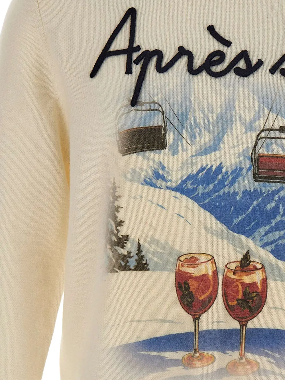 MC2 Saint Barth Après ski embroidered Heron Print sweater Beige