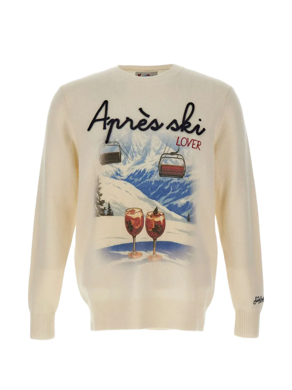 MC2 Saint Barth Après ski embroidered Heron Print sweater Beige