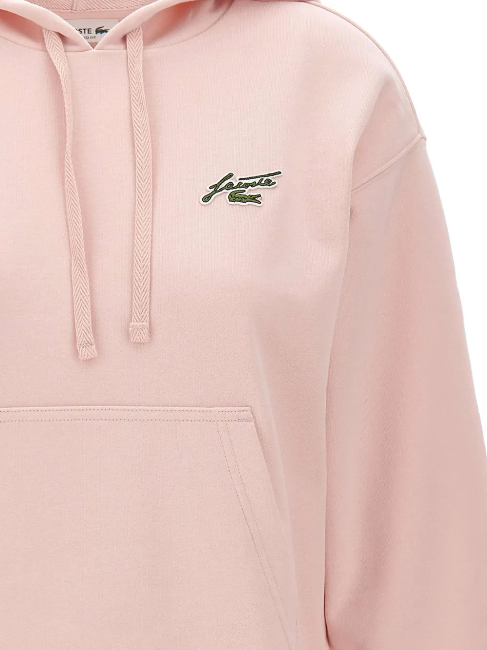 Lacoste badge accent fleece hoodie Roze