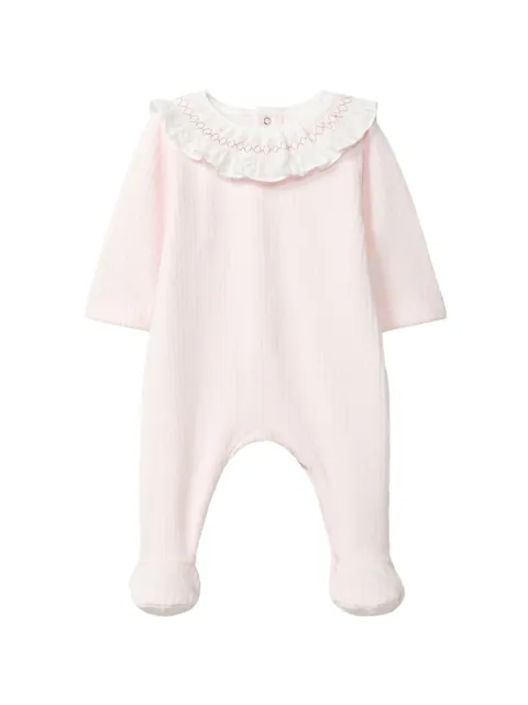 LARANJINHA smocked ruffled-collar sleepsuit