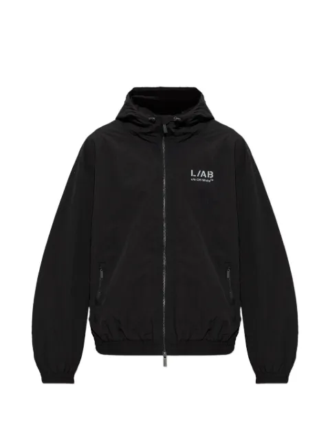 L/ab c/o Off-White logo-print hooded jacket