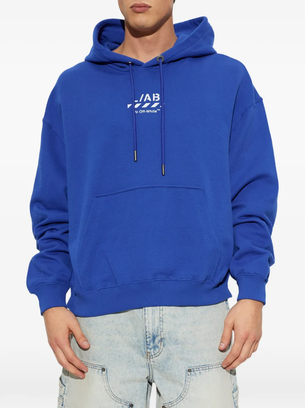 L ab c o Off-White Core Diagonal logo-print hoodie Blauw
