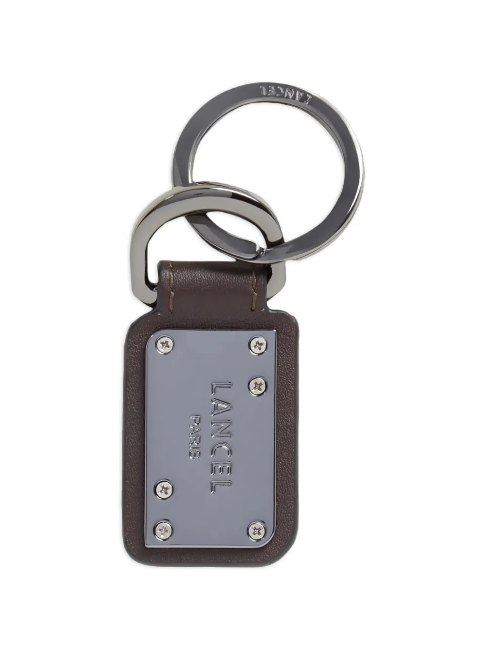 Lancel Double L sleutelhanger met logo-plakkaat Bruin