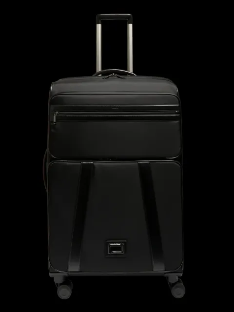 Lancel large leather-trim suitcase