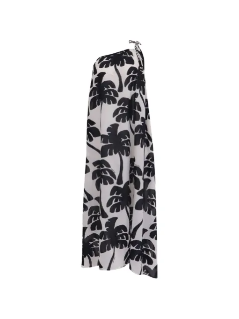 FARM Rio vestido midi con hombro descubierto y palmeras estampadas