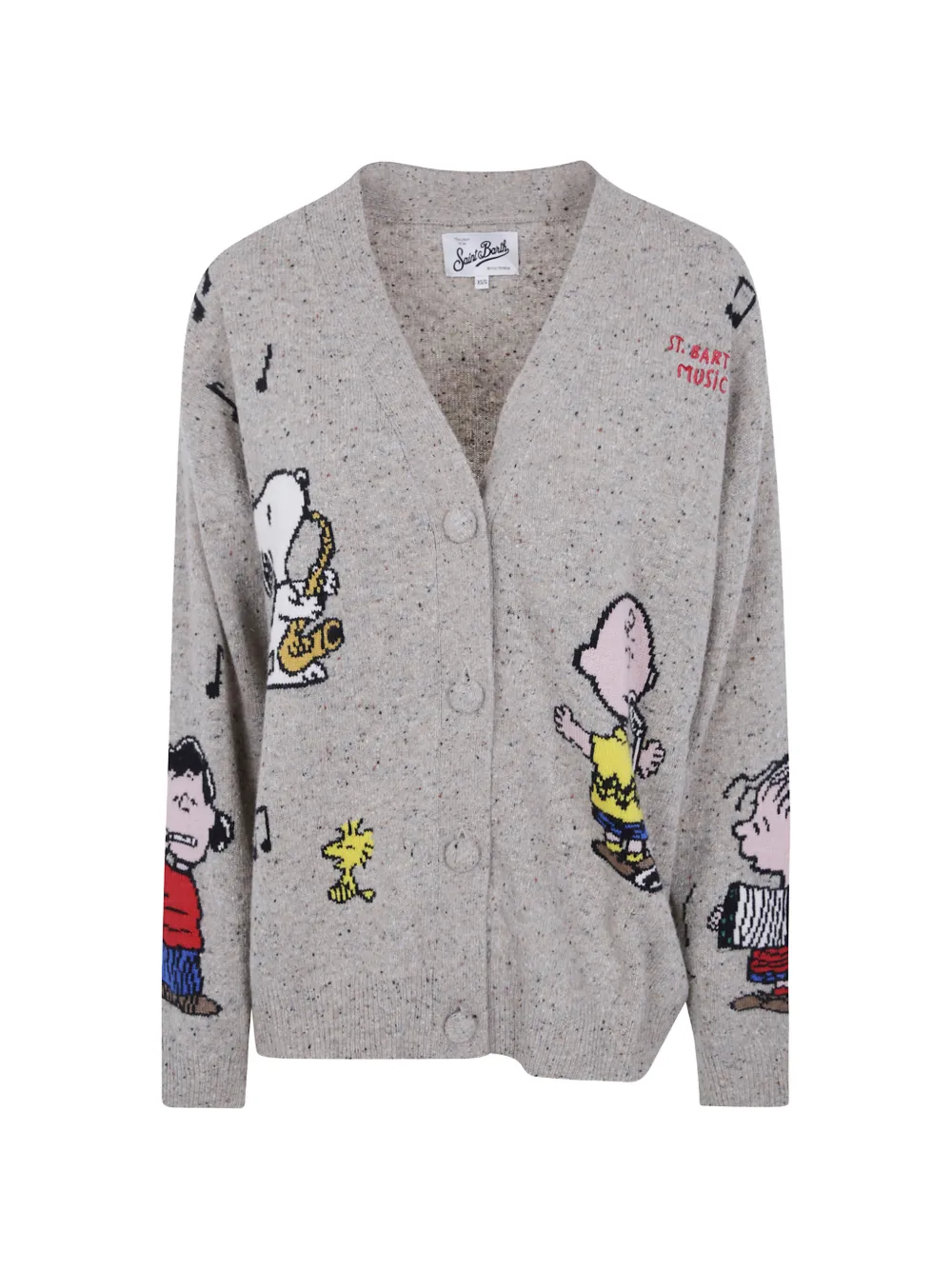 MC2 Saint Barth x Peanuts-intarsia flecked cardigan Beige