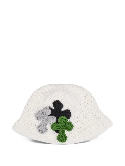 Yarn crochet-knit cross-patch bucket hat