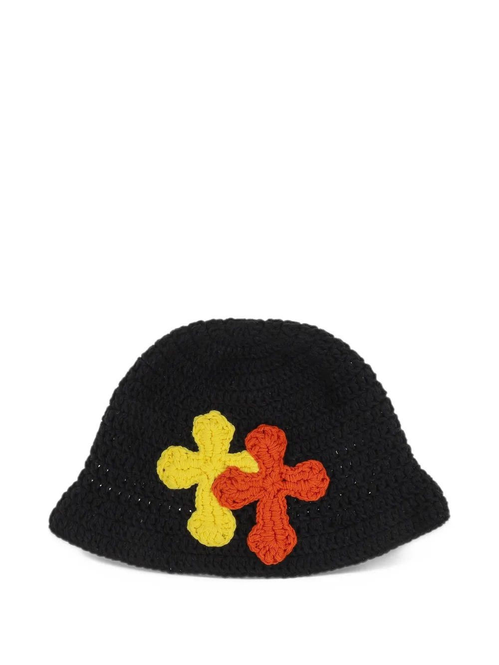 Yarn crochet-knit bucket hat Zwart