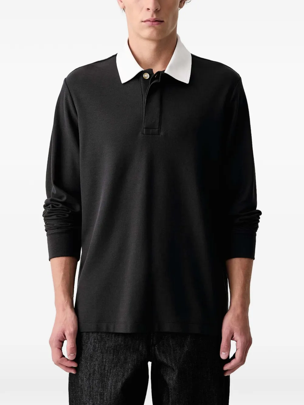 rag & bone piqué-weave rugby polo shirt - Nero