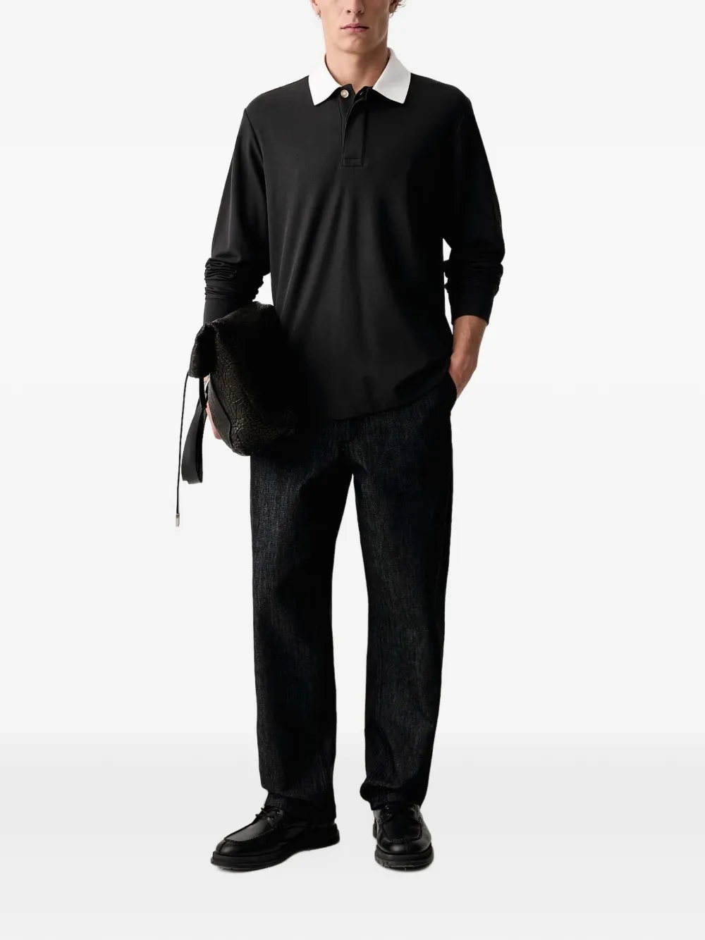 rag & bone Poloshirt van piquéweefsel Zwart