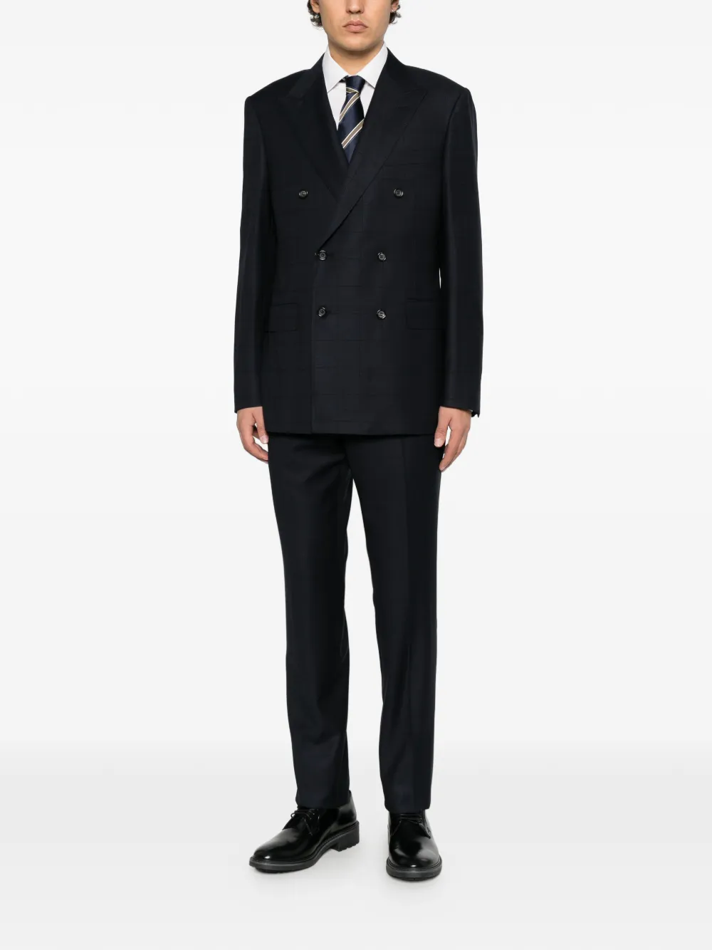 Canali check-pattern double-breasted suit Blauw