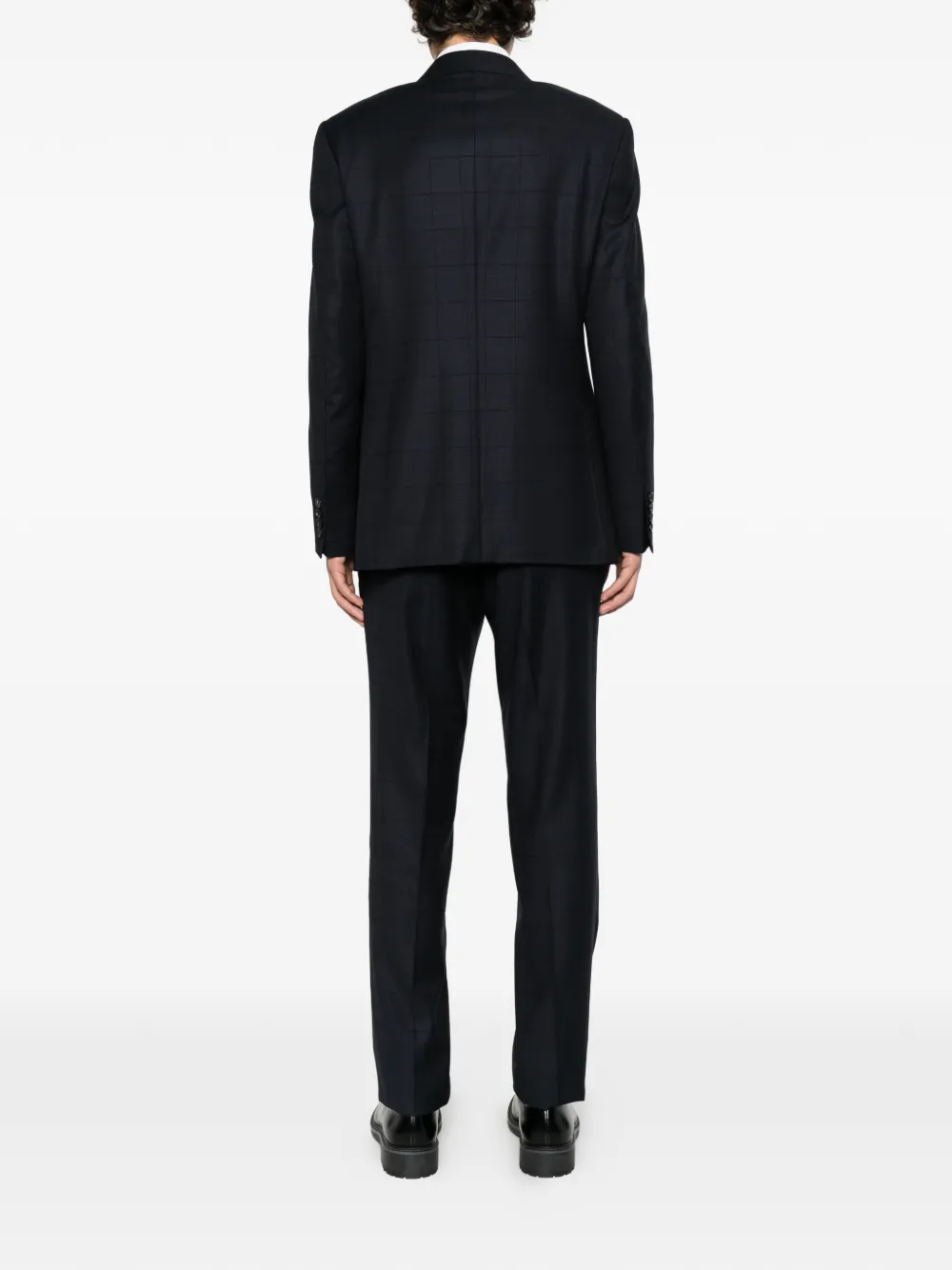 Canali check-pattern double-breasted suit Blauw