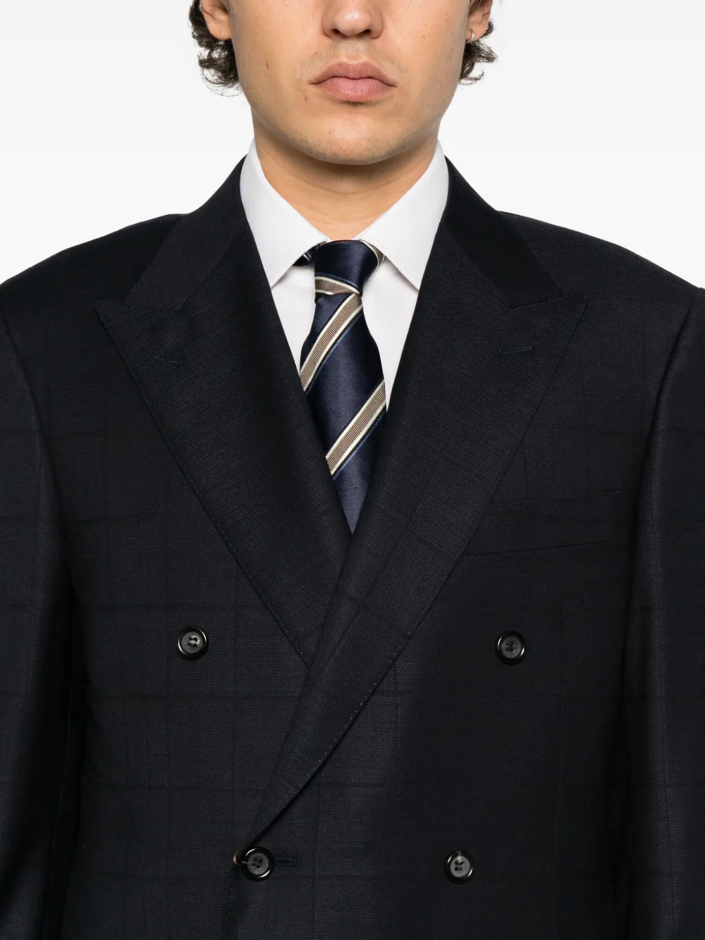 Canali check-pattern double-breasted suit Blauw