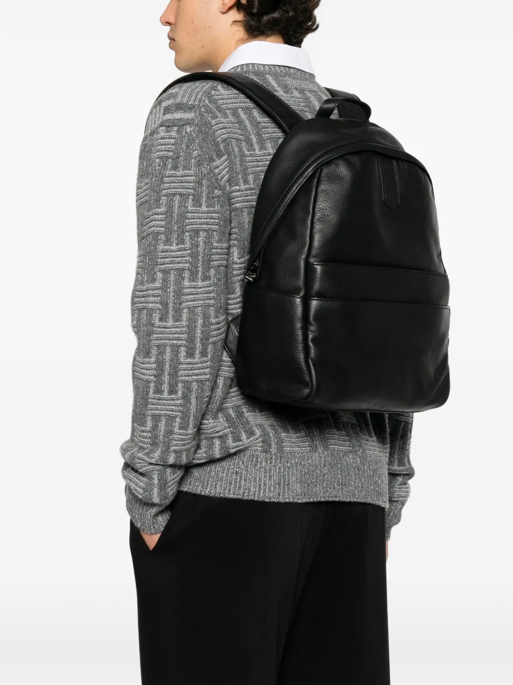 Canali leather backpack | negro | Image 1