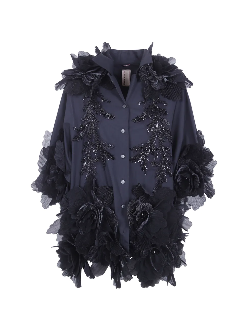 Antonio Marras floral-appliqué sequin-embellished shirt - Bleu