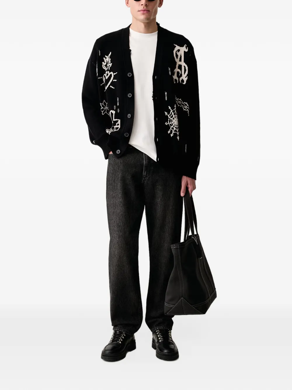 rag & bone Fit 4 straight jeans met vervaagd effect Zwart