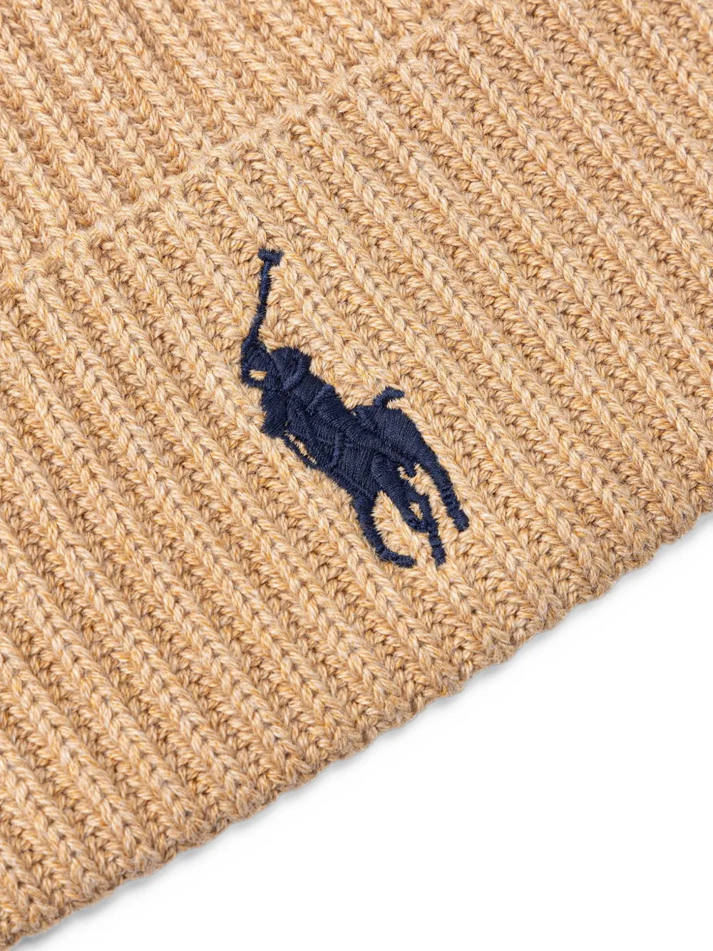 Polo Ralph Lauren Pony-embroidered ribbed-knit beanie hat Beige