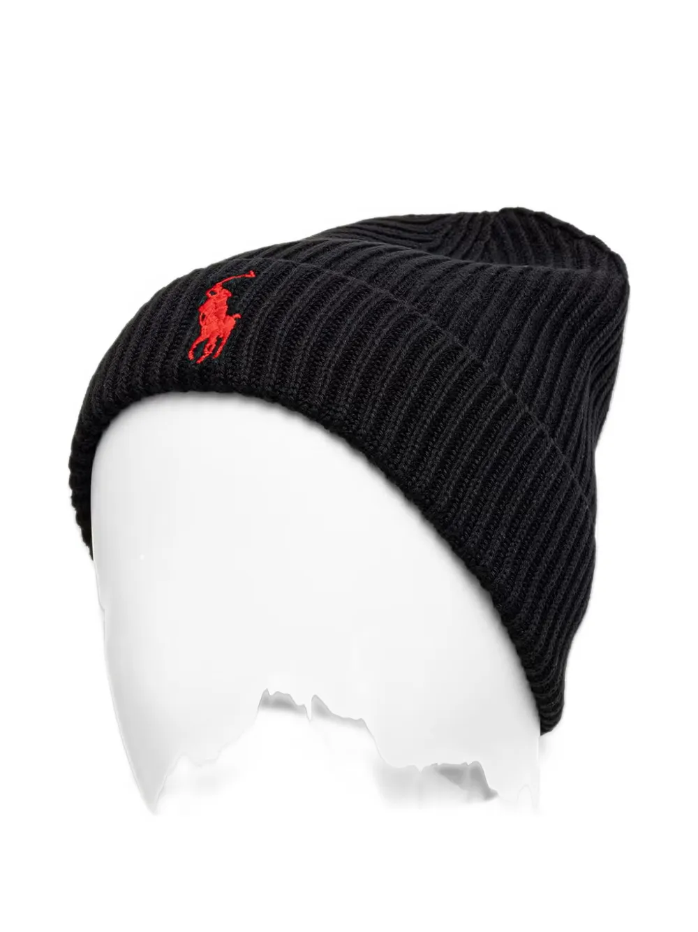Polo Ralph Lauren logo-embroidered ribbed beanie hat Zwart